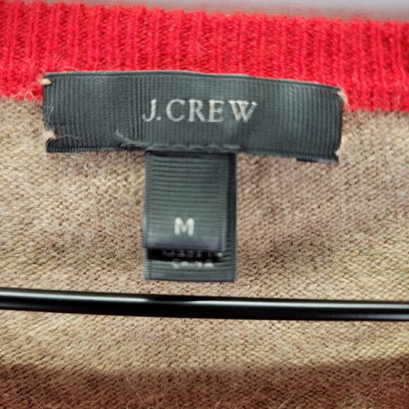 J Crew Womens M Sweater Red Side Button Viscose Wool Blend Pullover Elbow Patch - Picture 4 of 7